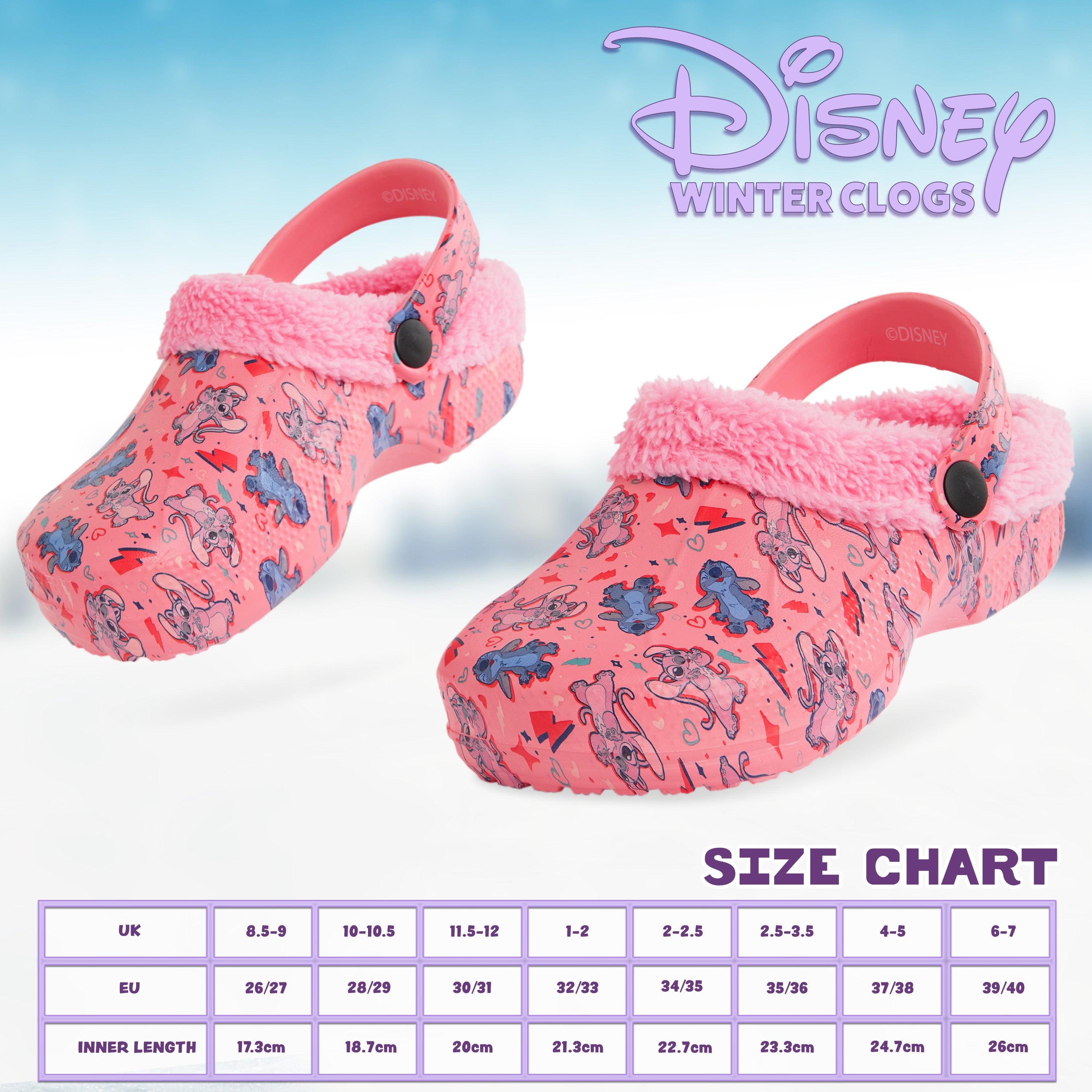 Disney Stitch Winter Clogs Kids, Anti Slip Sole Indoor or Outdoor Wear - Stitch Gifts - Get Trend