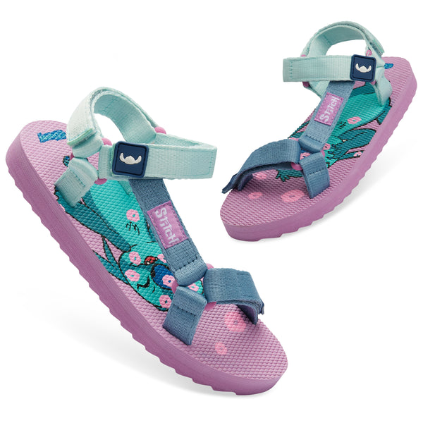 Disney Stitch Girls Sandals, Summer Shoes with Adjustable Straps - Liliac/Blue