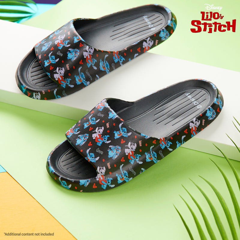 Disney Stitch Girls Sliders, Beach or Pool Shoes for Kids - Black - Get Trend