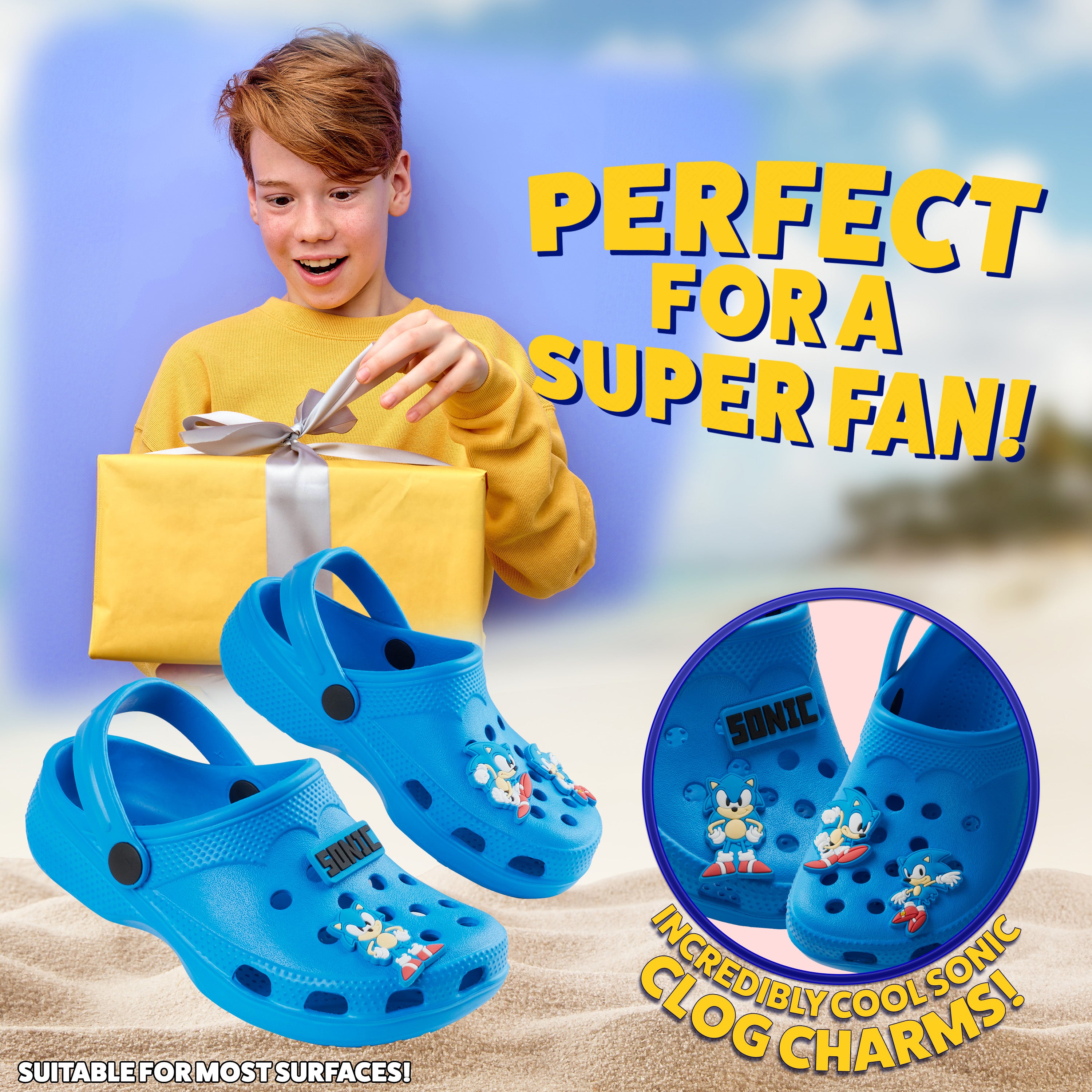 Sonic The Hedgehog Boys Clogs with Removable Rubber Charms - Get Trend