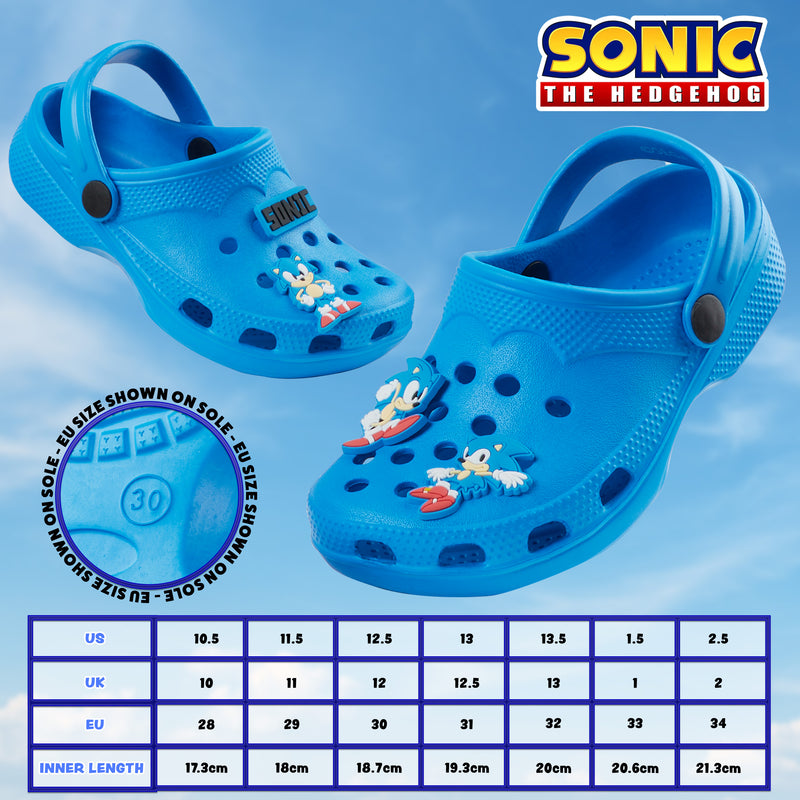 Sonic The Hedgehog Boys Clogs with Removable Rubber Charms - Get Trend