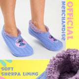 Disney Womens Ballerina Slippers with Sherpa Lining, Knitted Non-Slip House Shoes