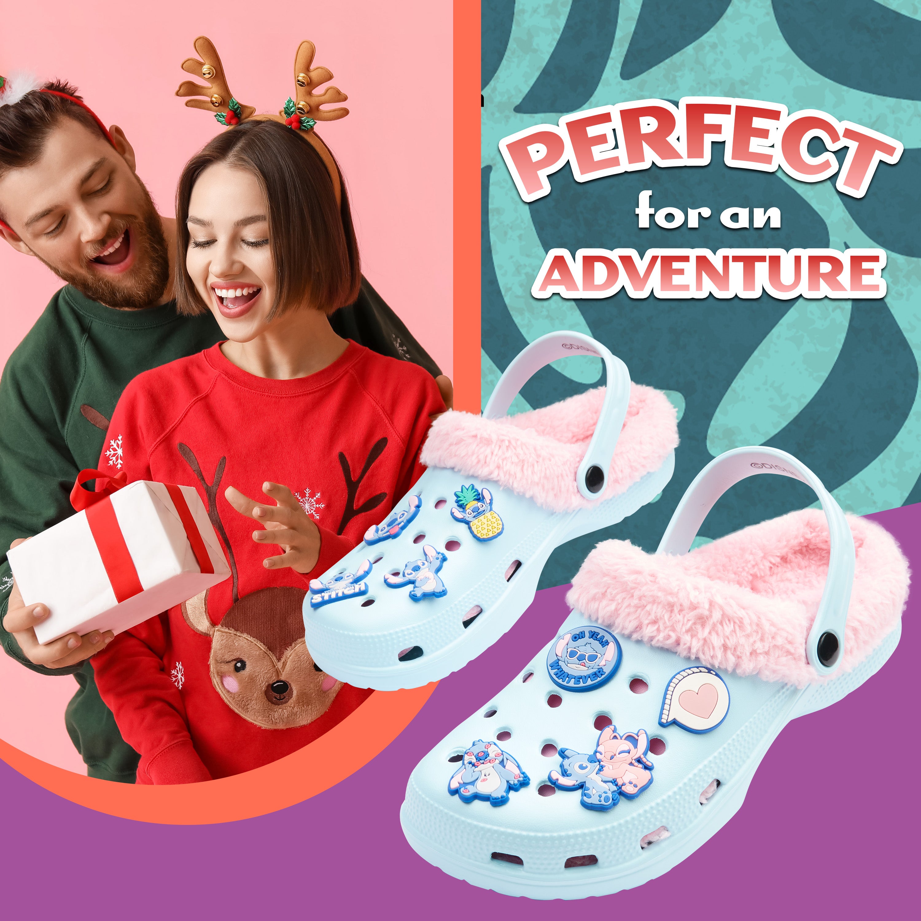 Disney Stitch Clogs for Women Fleece Lining Slip On Garden Shoes Heel Strap with Charms - Get Trend