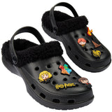 Harry Potter Clogs Womens Teens Winter Fleece Lining & Removable Charms - Warm Slip On Garden Shoes with Strap