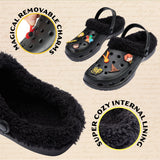 Harry Potter Clogs Womens Teens Winter Fleece Lining & Removable Charms - Warm Slip On Garden Shoes with Strap