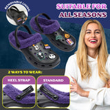 Disney Stitch Clogs Womens Winter Fleece Lining & Removable Charms - Warm Slip On Garden Shoes with Strap