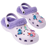 Disney Stitch Winter Clogs Fleece Lining & Removable Charms, Kids Garden Shoes Slip On with Strap