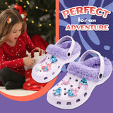 Disney Stitch Winter Clogs Fleece Lining & Removable Charms, Kids Garden Shoes Slip On with Strap