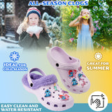 Disney Stitch Winter Clogs Fleece Lining & Removable Charms, Kids Garden Shoes Slip On with Strap