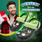 Rick and Morty Clogs Mens Winter Fleece Lining & Removable Charms - Warm Slip On Garden Shoes with Strap