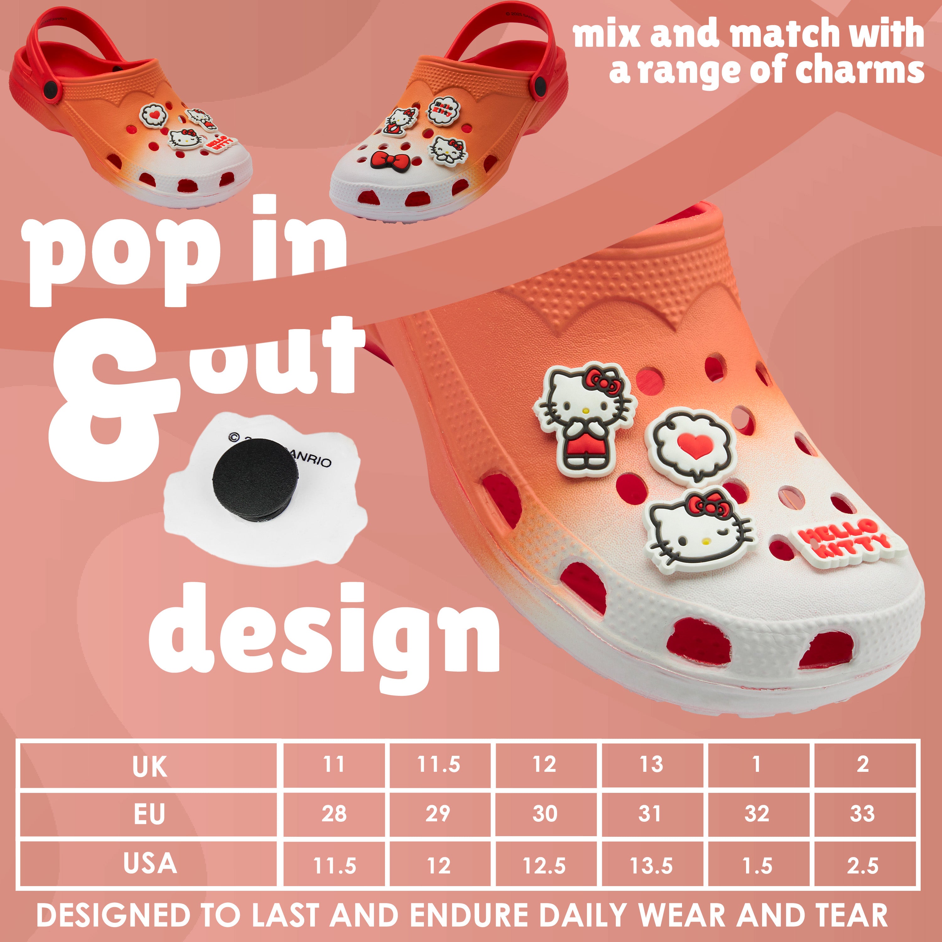 Get Trend Hello Kitty Sanrio Clogs Women Teens Removable Shoe Charms - Get Trend