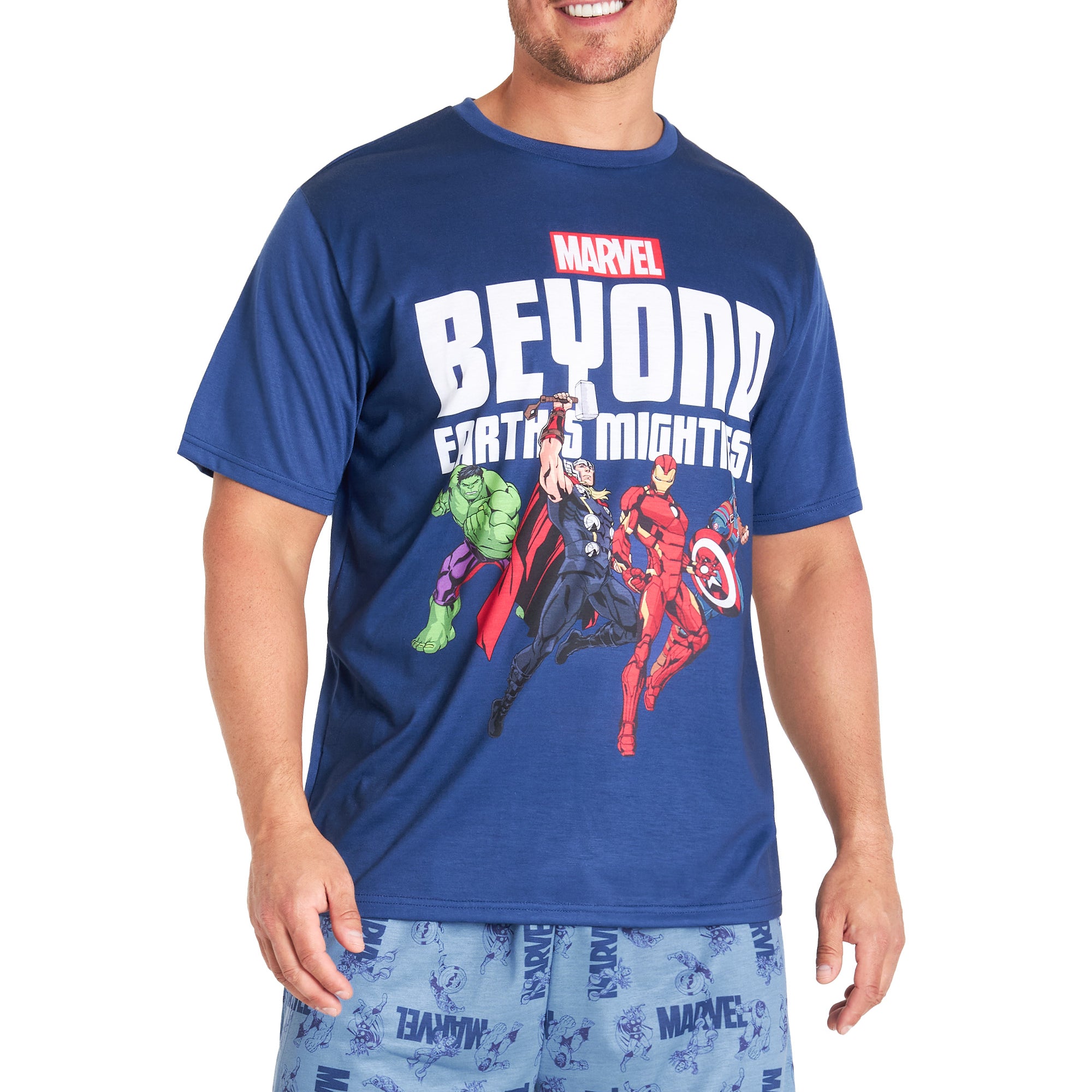 Marvel Avengers Mens Pyjamas Set - Short Sleeve PJs for Men and Teenagers - Get Trend