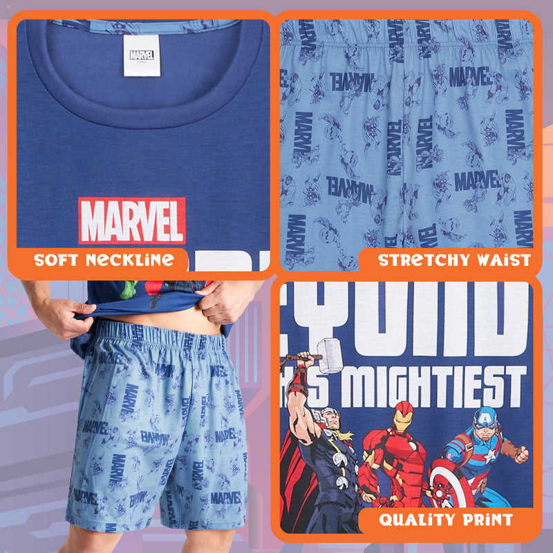 Marvel Avengers Mens Pyjamas Set - Short Sleeve PJs for Men and Teenagers - Get Trend