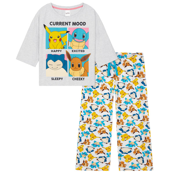 Pokemon Pyjamas for Women and Teenagers - Pikachu Nightwear T-Shirt & Long Bottoms