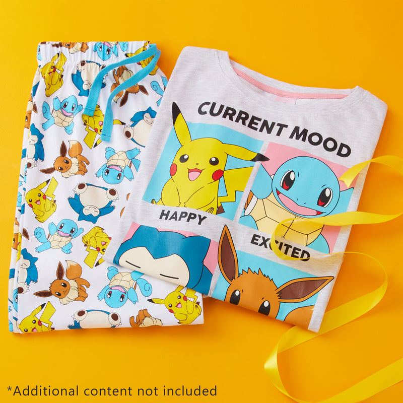 Pokemon Pyjamas for Women and Teenagers - Pikachu Nightwear T-Shirt & Long Bottoms
