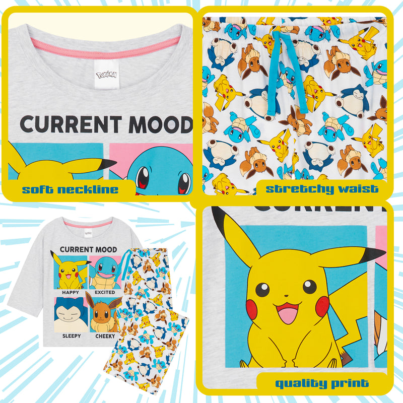 Pokemon Pyjamas for Women and Teenagers - Pikachu Nightwear T-Shirt & Long Bottoms - Get Trend