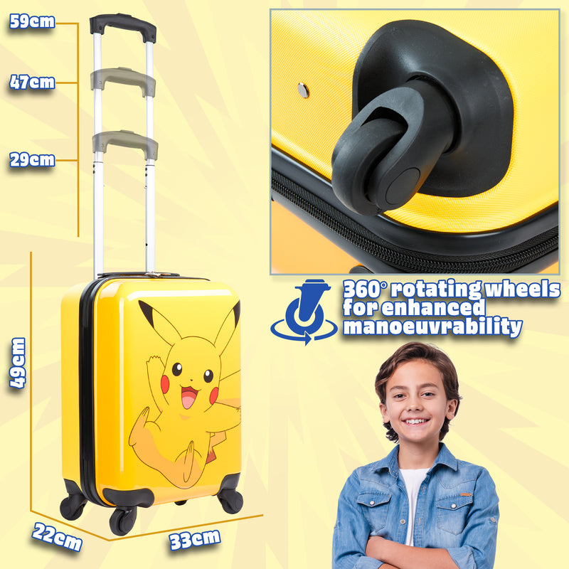 Pokemon Kids Suitcase with Wheels  Carry On Travel Bag with Handle