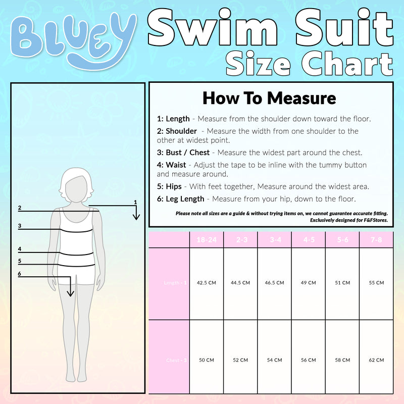 Bluey Girls Swimming Costume, Long Sleeve Swimwear - Get Trend