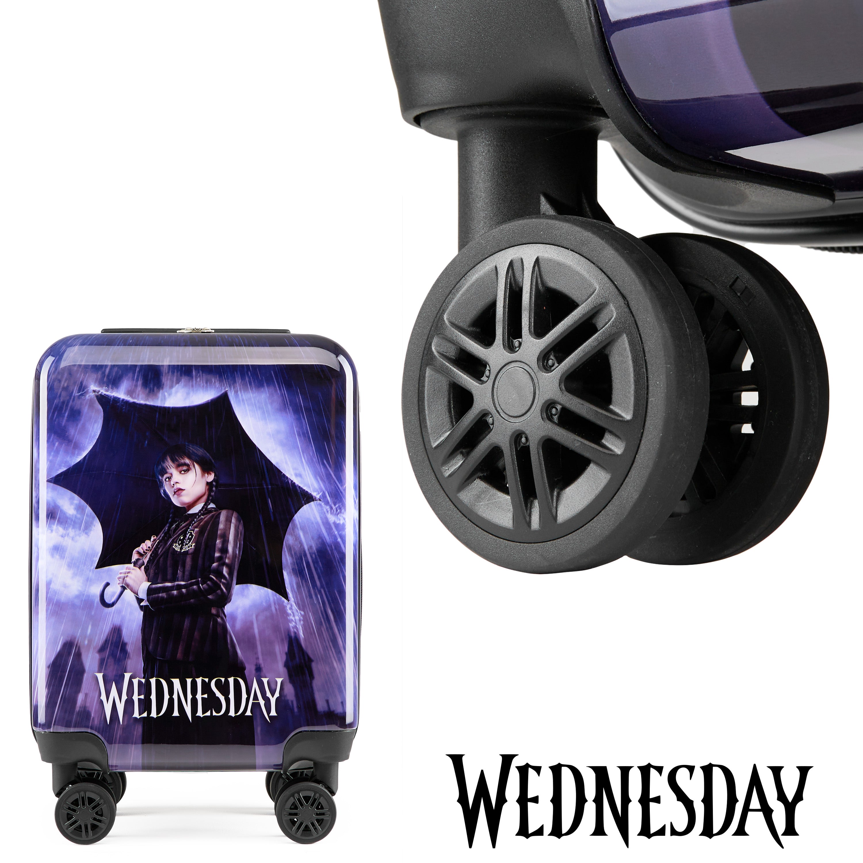 Wednesday Kids Suitcase with Wheels - Carry On Travel Bag with Handle - Get Trend