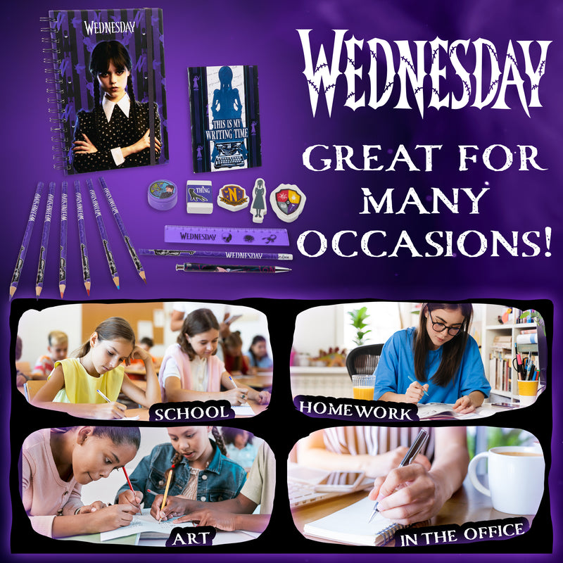 Wednesday Stationery Set for Girls Teenagers - 16 Pieces Stationery Set - Get Trend