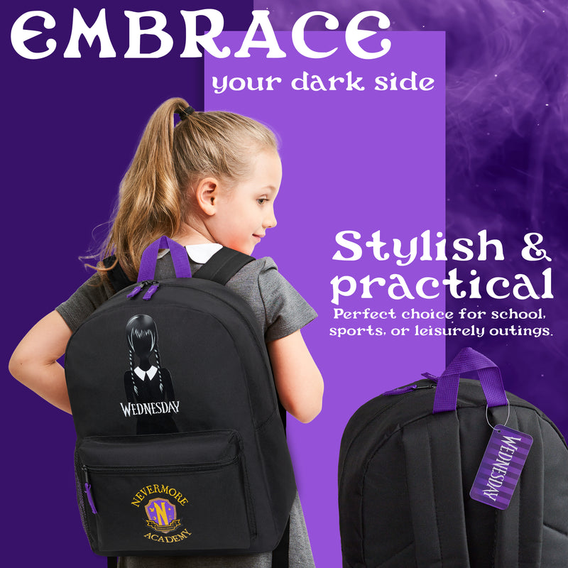 Wednesday School Backpack for Kids and Teenagers - Black/Yellow - Get Trend
