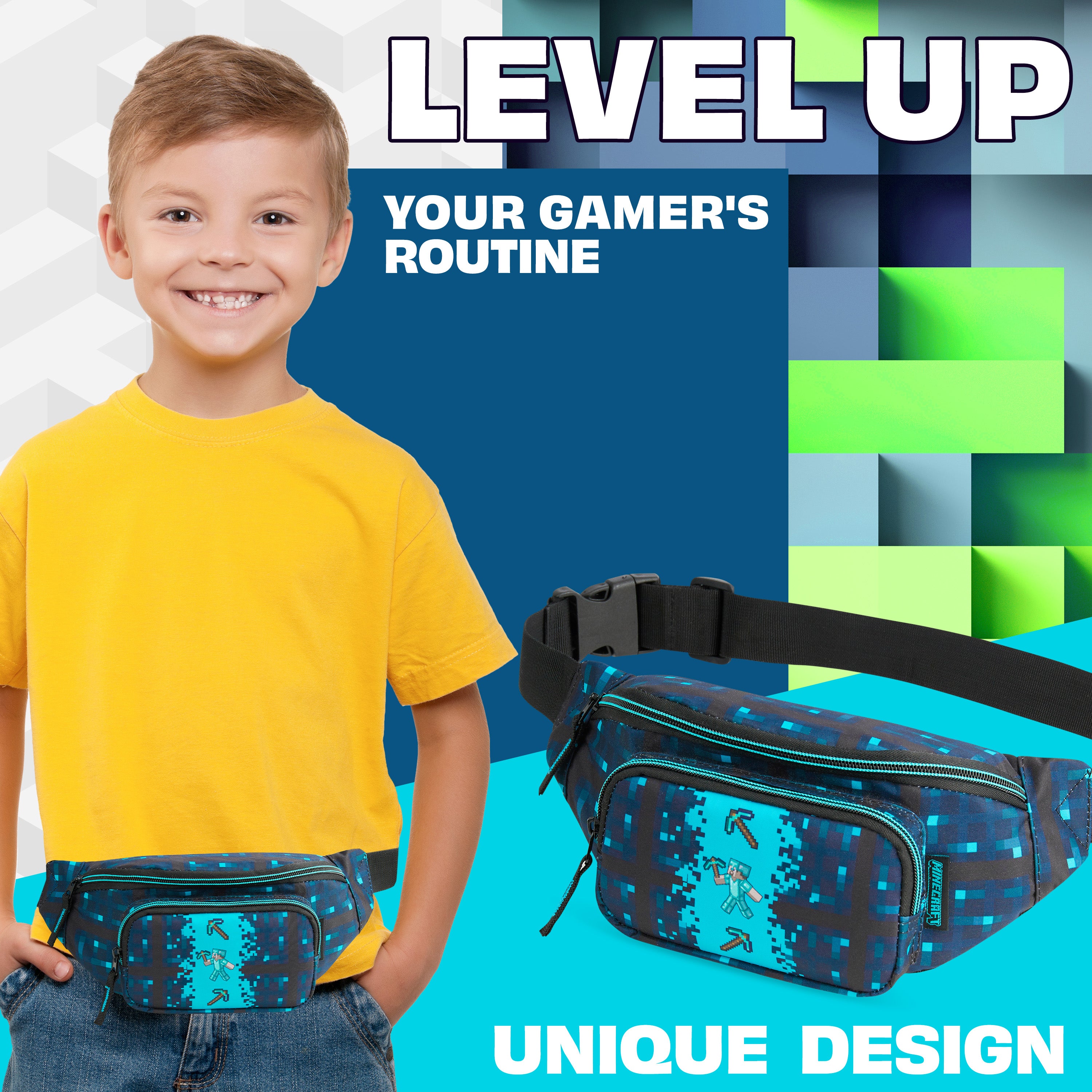 Minecraft Boys Fashion Waist Pack with Adjustable Strap, Creeper Travel Bag - Gamer Gifts - Get Trend