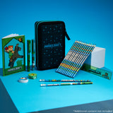 Minecraft Filled Pencil Case for Kids with Multiple Compartments, Stationery Included