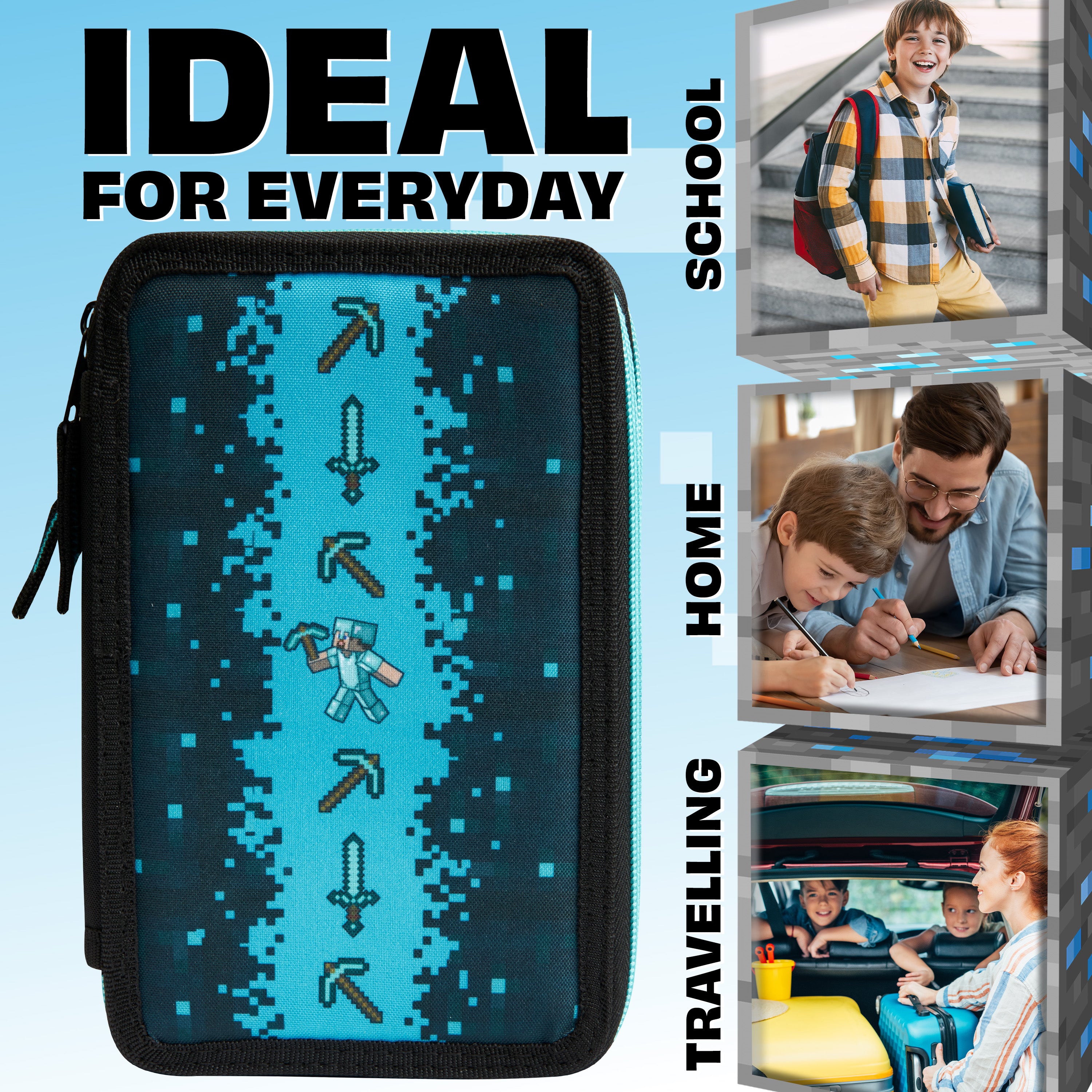 Minecraft Pencil Case Kids Teens Filled with Gamer Stationery Set School Supplies Creeper - Get Trend