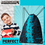 Minecraft Kids Drawstring Bag - Creeper String Swim Bag for School, Sports, PE Bag