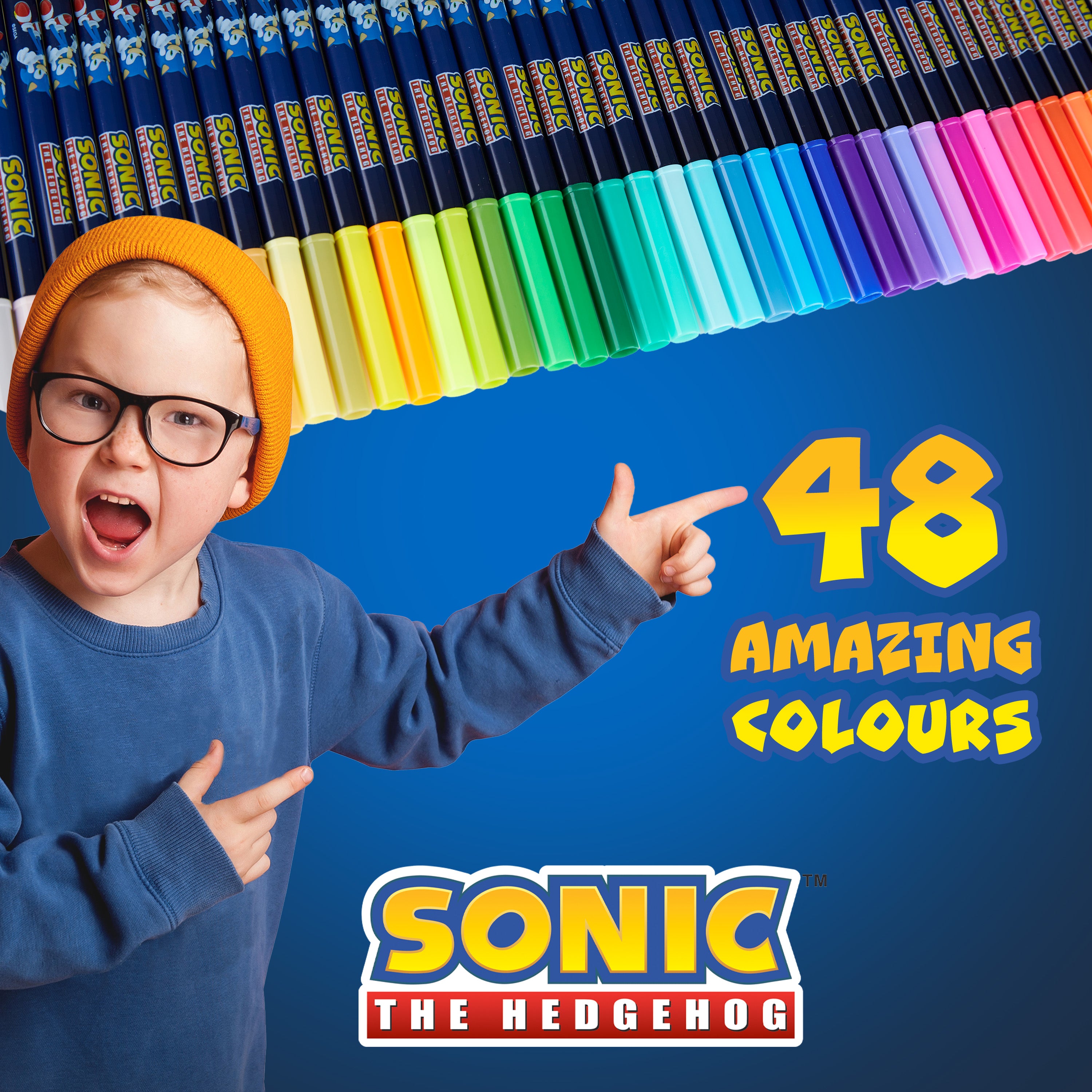 Sonic The Hedgehog 48 Colouring Pens Set for Kids - Get Trend