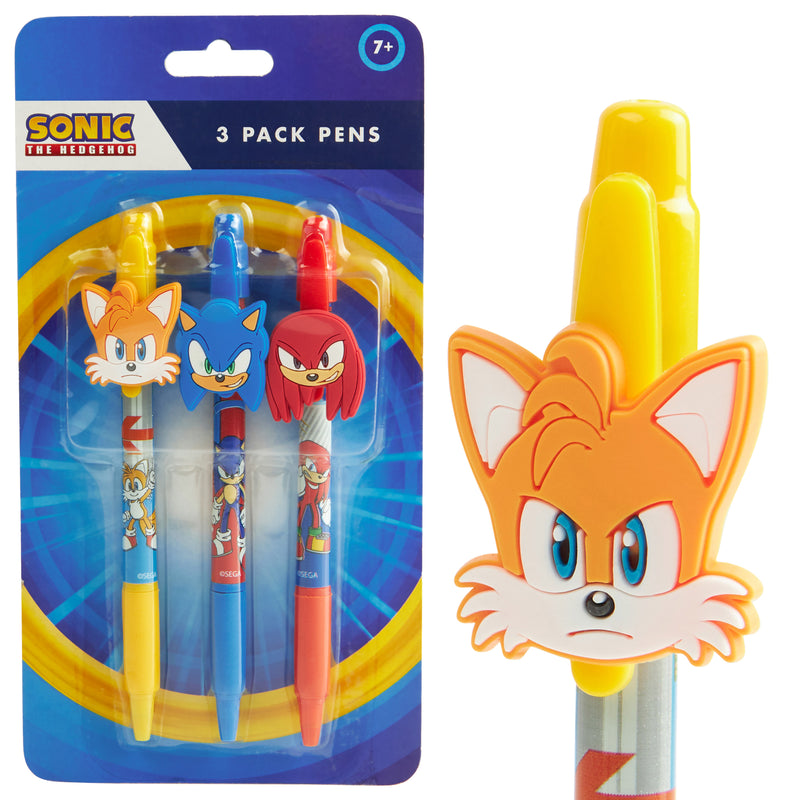 Sonic The Hedgehog Ballpoint Pens for Kids - Set of 3