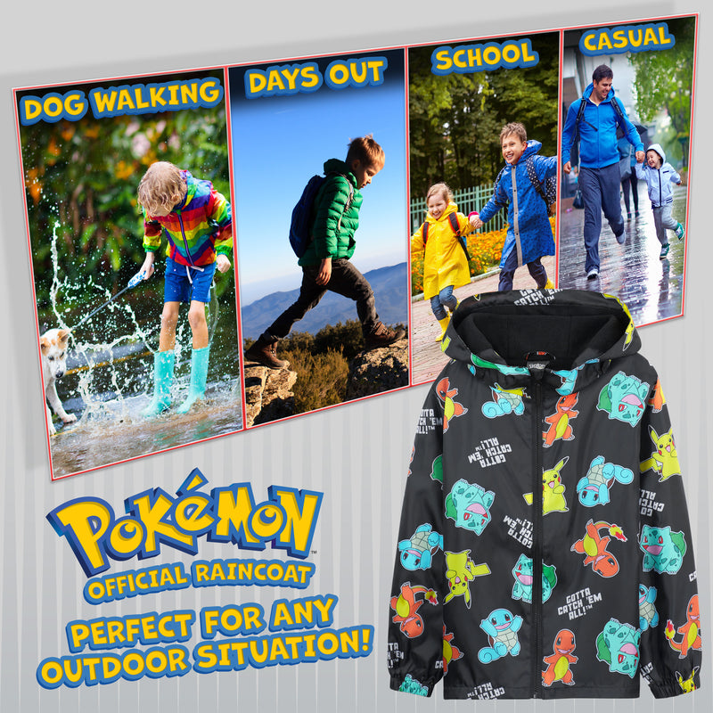 Pokemon Kids Waterproof Jacket - Fleece Lined Rain Coat - Get Trend