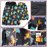 Pokemon Kids Waterproof Jacket - Fleece Lined Rain Coat - Get Trend