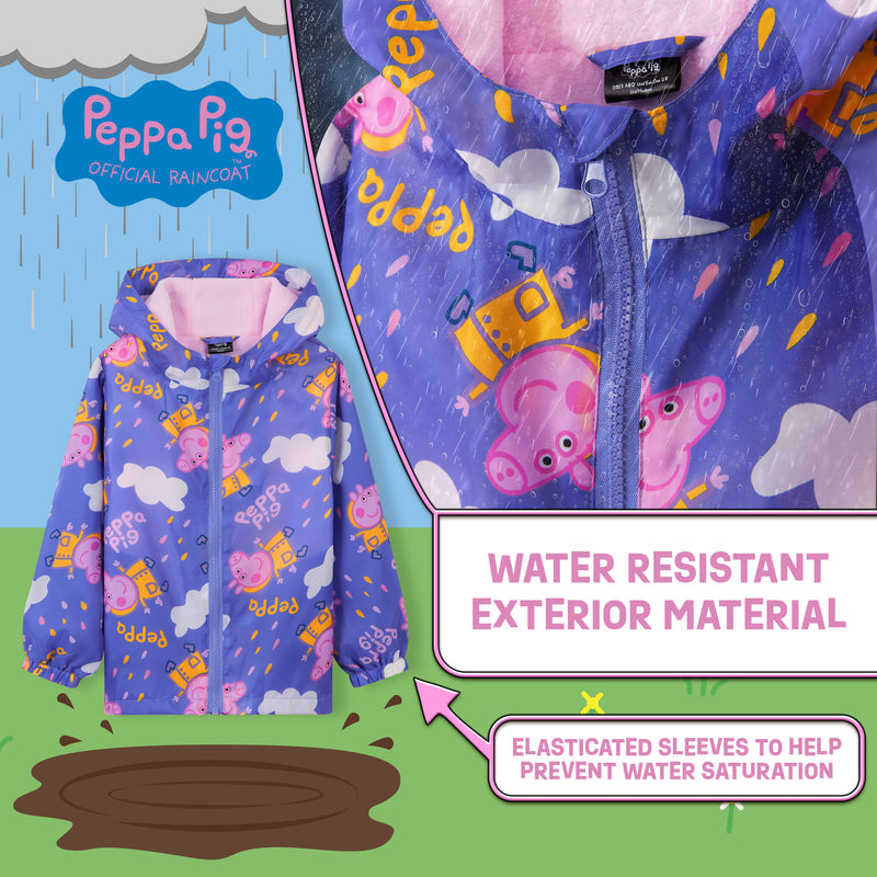 Peppa Pig Kids Waterproof Jacket - Rain Coat for Girls