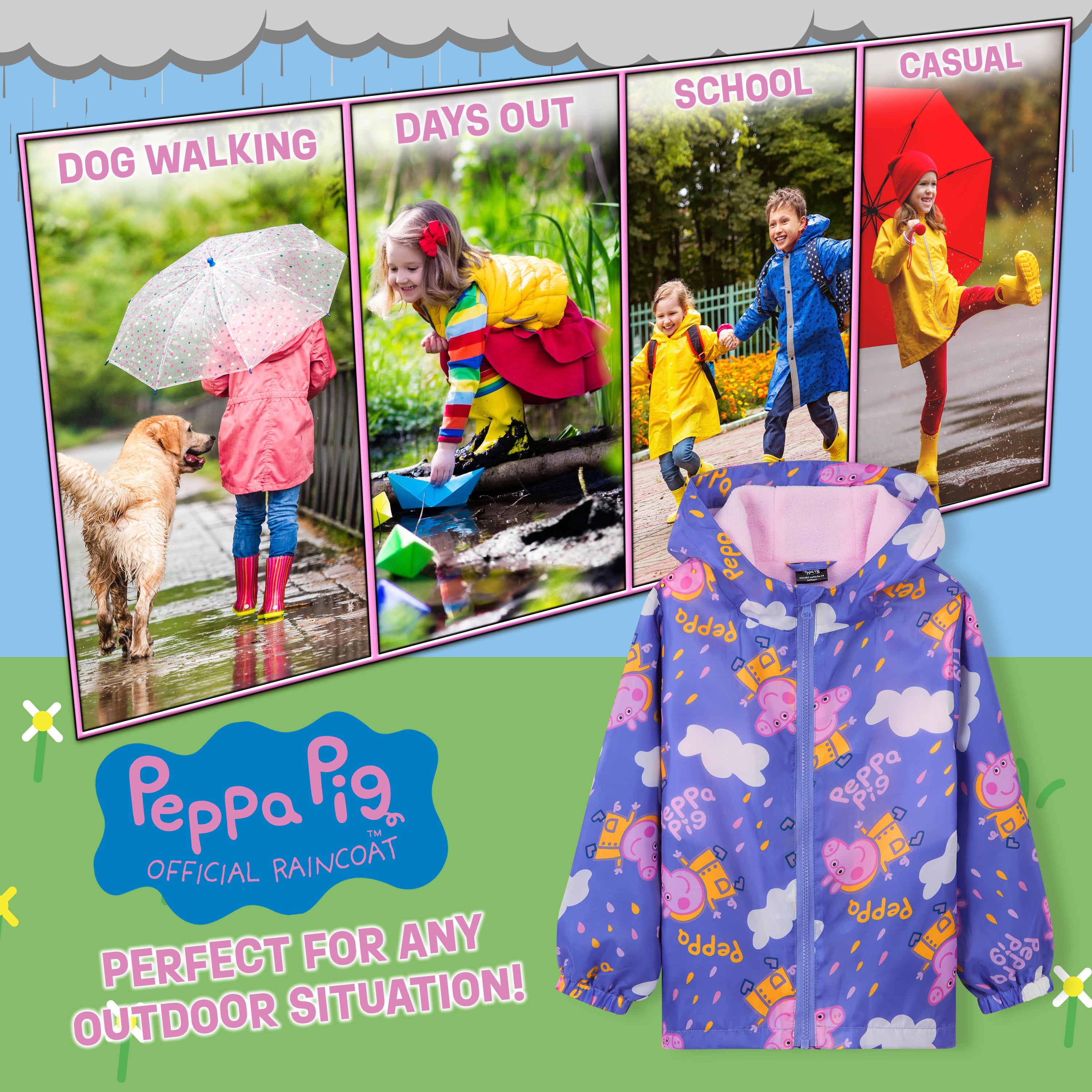 Peppa Pig Kids Waterproof Jacket - Rain Coat for Girls - Get Trend