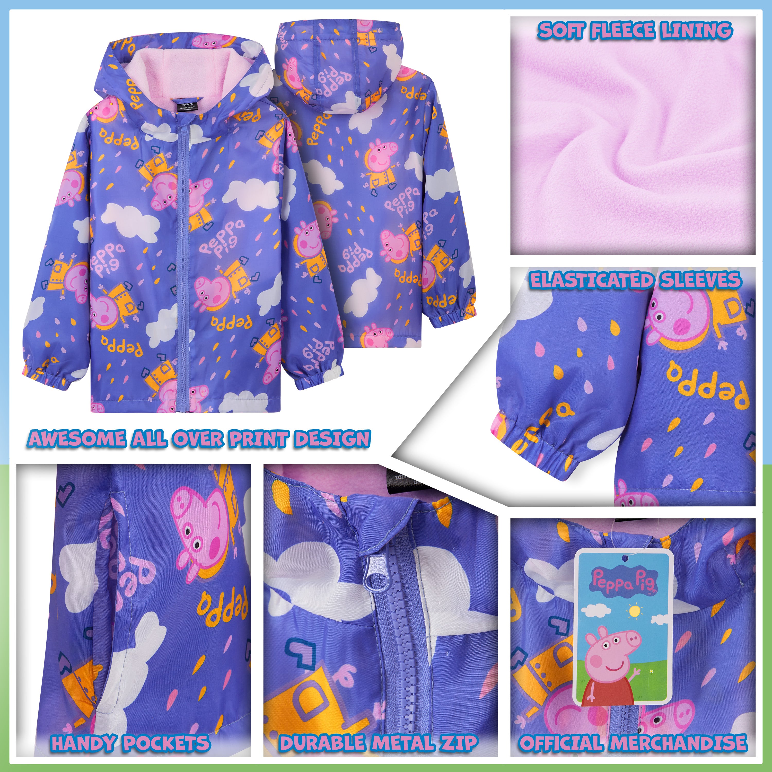 Peppa Pig Kids Waterproof Jacket - Rain Coat for Girls - Get Trend