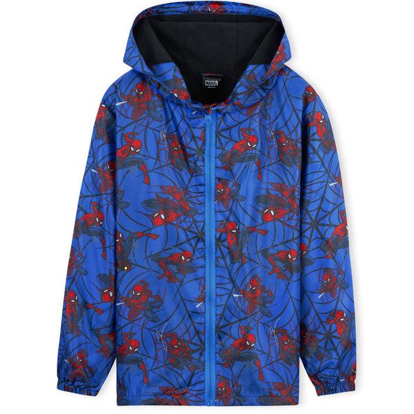 Marvel Boys Waterproof Jacket, Spiderman Hooded Raincoat for Boys