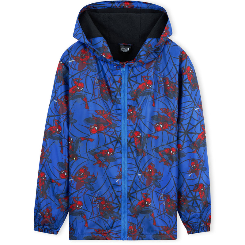 Marvel Boys Waterproof Jacket, Spiderman Hooded Raincoat for Boys