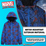 Marvel Boys Waterproof Jacket Avengers Spiderman Hooded Jacket Fleece Lining Raincoat - Get Trend