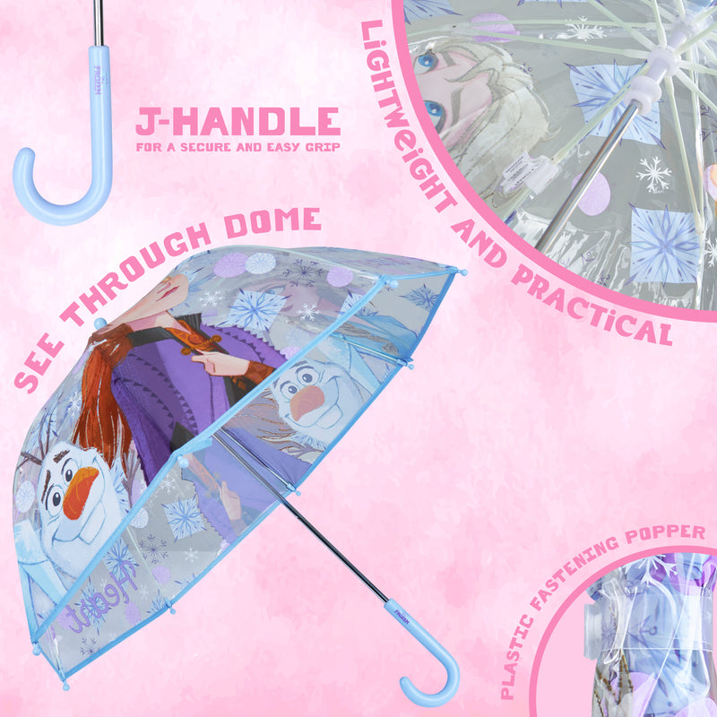 Disney Frozen Clear Dome Umbrella for Girls - Frozen transparent Umbrella