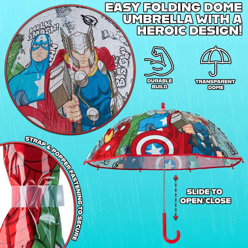 Marvel Avengers Clear Dome Umbrella for Kids Folding Transparent Umbrella - Get Trend