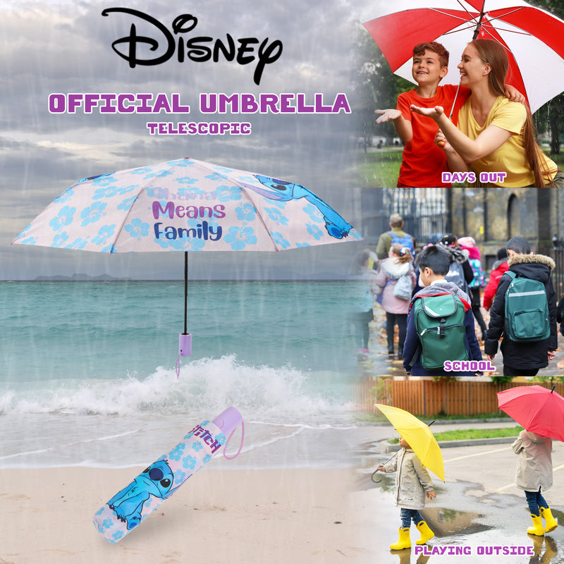 Disney Stitch Umbrella for Adults Teens Kids - Folding Telescopic Umbrella