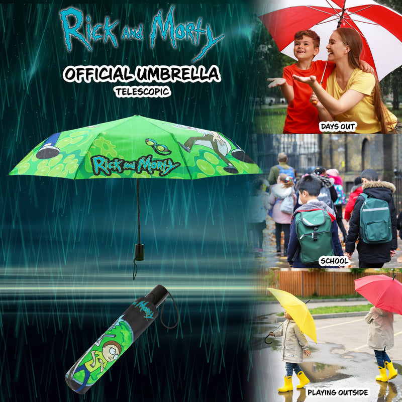 RICK AND MORTY Folding Umbrella for Adults and Teenagers, Folding Telescopic Umbrella