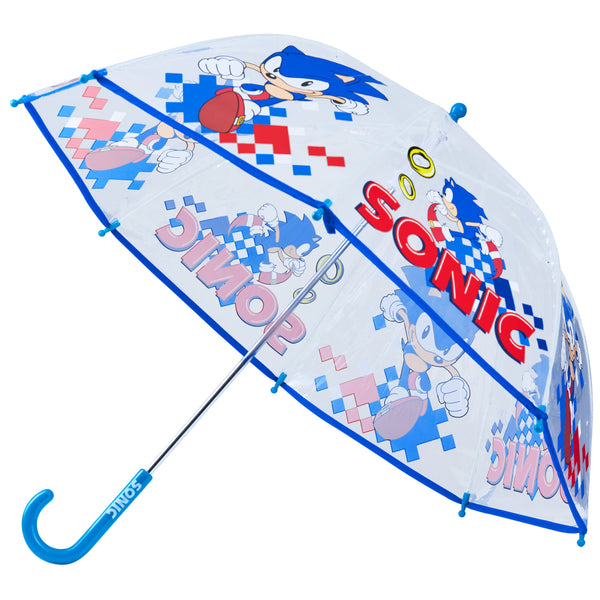 Sonic the Hedgehog Clear Umbrella for Boys - Folding Dome Birdcage Umbrella