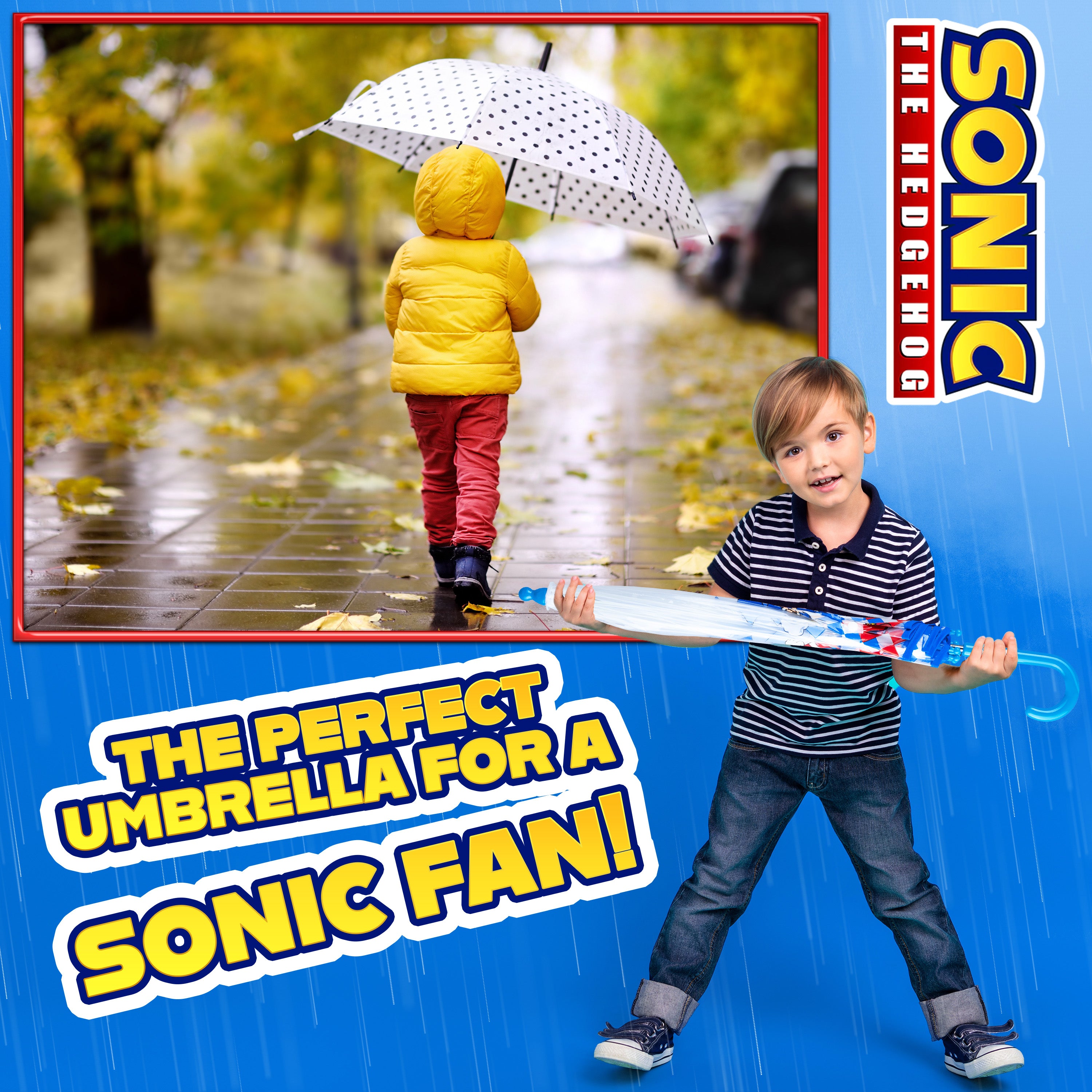 Sonic the Hedgehog Clear Umbrella for Boys - Folding Dome Birdcage Umbrella - Get Trend