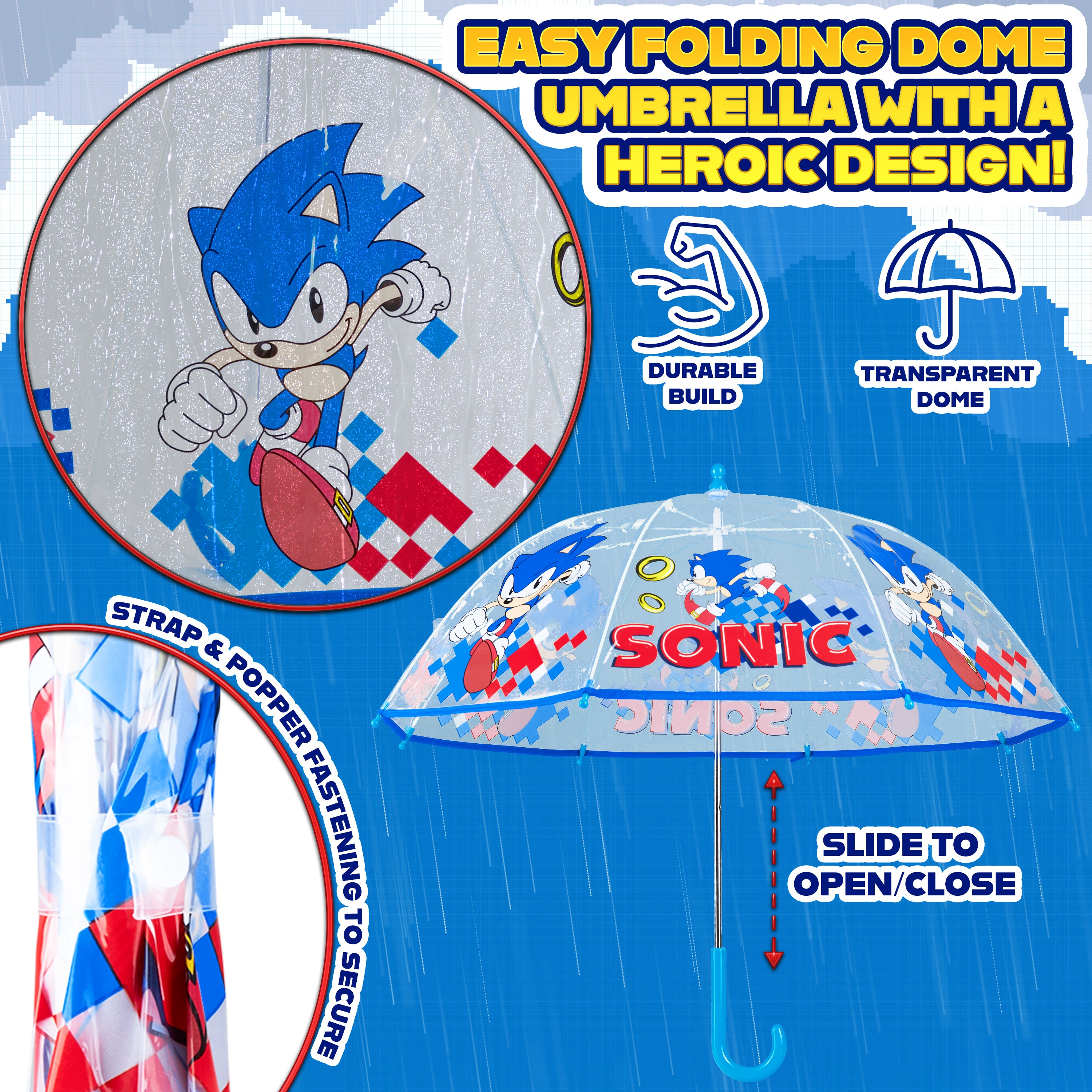 Sonic The Hedgehog Umbrella - Folding Dome Birdcage Kids Umbrella - Get Trend