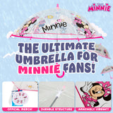 Disney Minnie Clear Dome Umbrella for Girls - Folding Transparent Umbrella