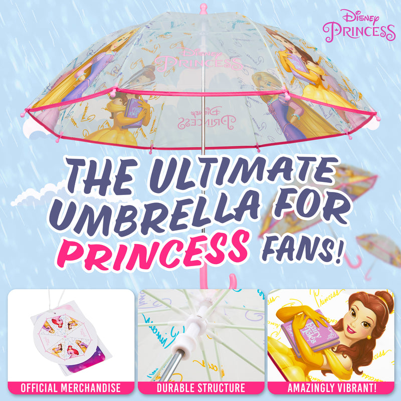 Disney Princess Clear Dome Umbrella for Girls - a Folding Transparent Umbrella