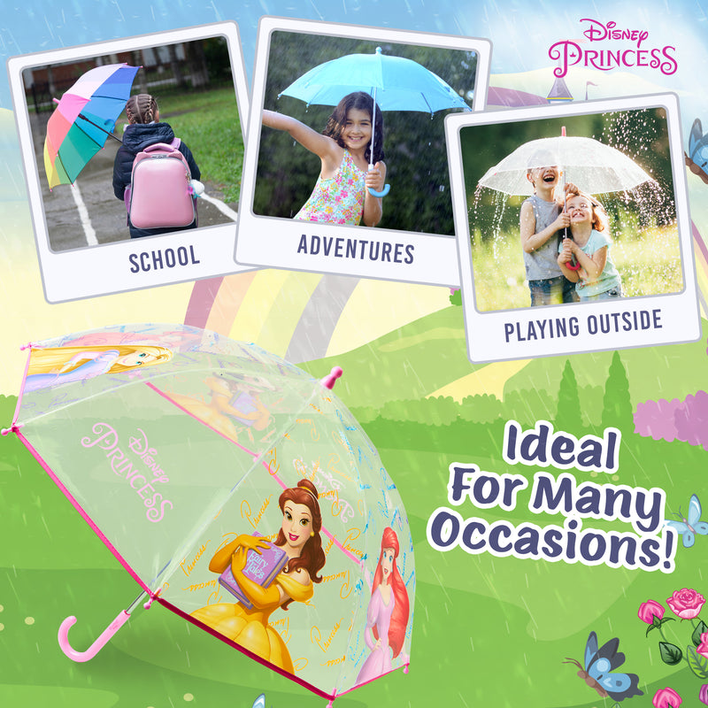 Disney Princess Clear Dome Umbrella for Girls - a Folding Transparent Umbrella