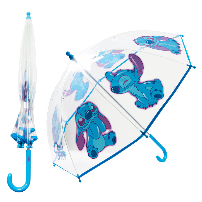 Disney Stitch Clear Dome Umbrella for Girls -Folding Transparent Umbrella